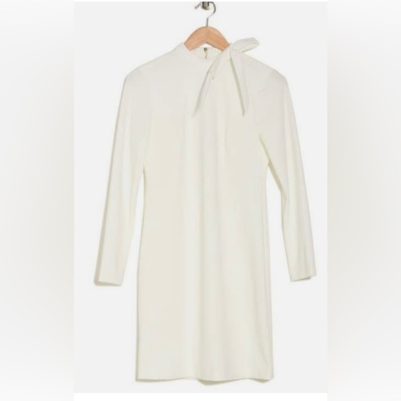 White Calvin Klein Neck Tie Sheath Dress - Picture 4 of 8